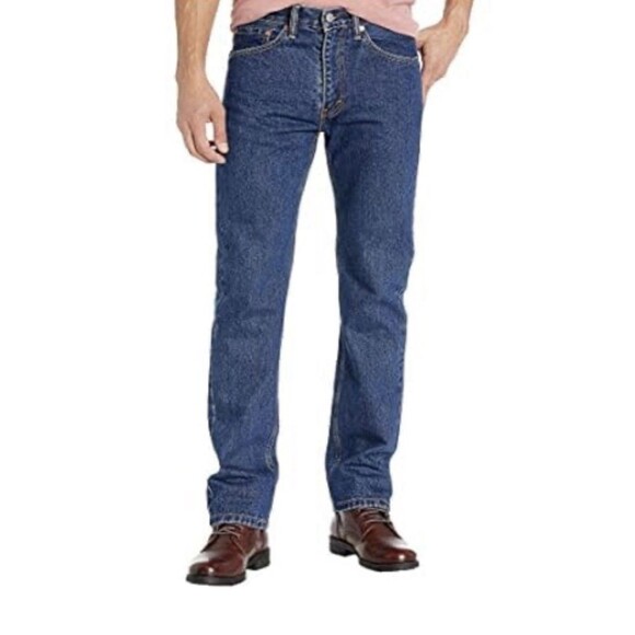 Levis 505 Regular Straight Leg Jeans Size 32x30 Mens Dark Stonewash Cotton NEW - Picture 1 of 5